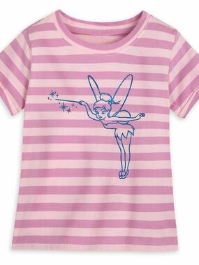 Tinker Bell Striped T-Shirt Girls Peter Pan Disney New Sealed Pink SZ 5/6